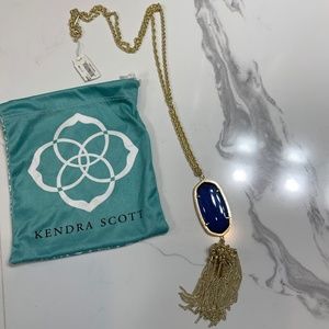 Kendra Scott Rayne Gold Long Pendant Necklace blue